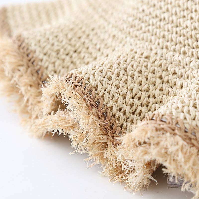 Fashion Wide Brimmed Woven Straw Bucket Hat 8BK6HAT05