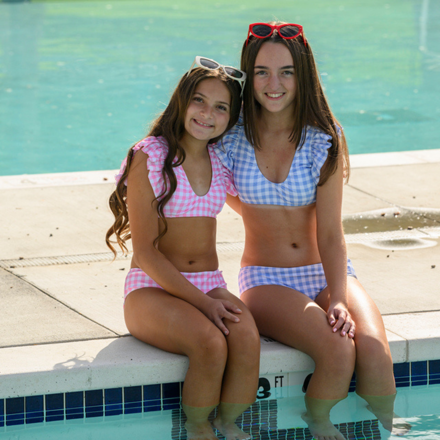 Blue Gingham Ruffle Bikini