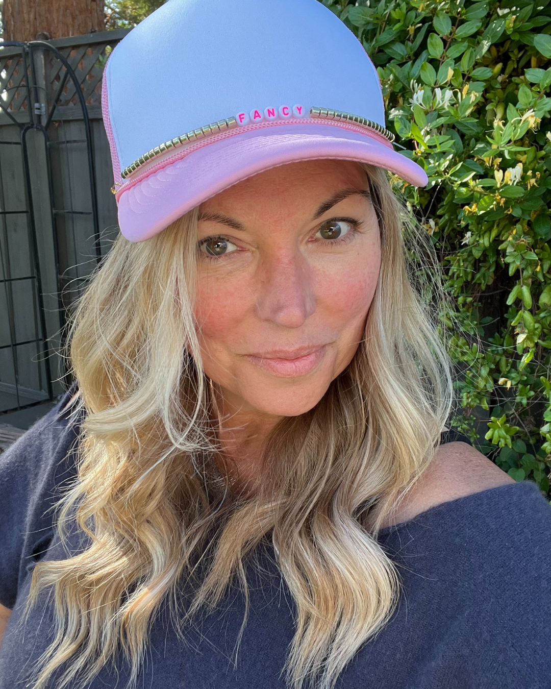 Fancy Trucker Hat - Pink & White