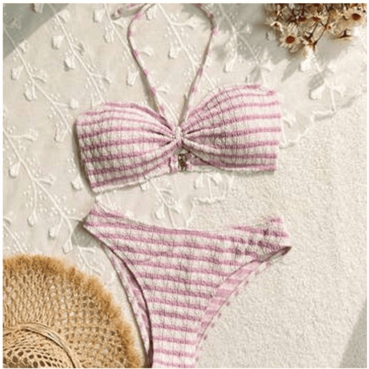 Dreamy Pink Striped 2-Piece Bikini Set