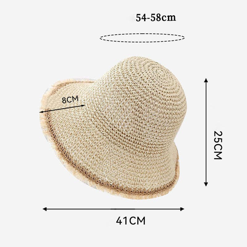 Fashion Wide Brimmed Woven Straw Bucket Hat 8BK6HAT05