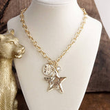 Gold Star Mixed Charm Statement Necklace