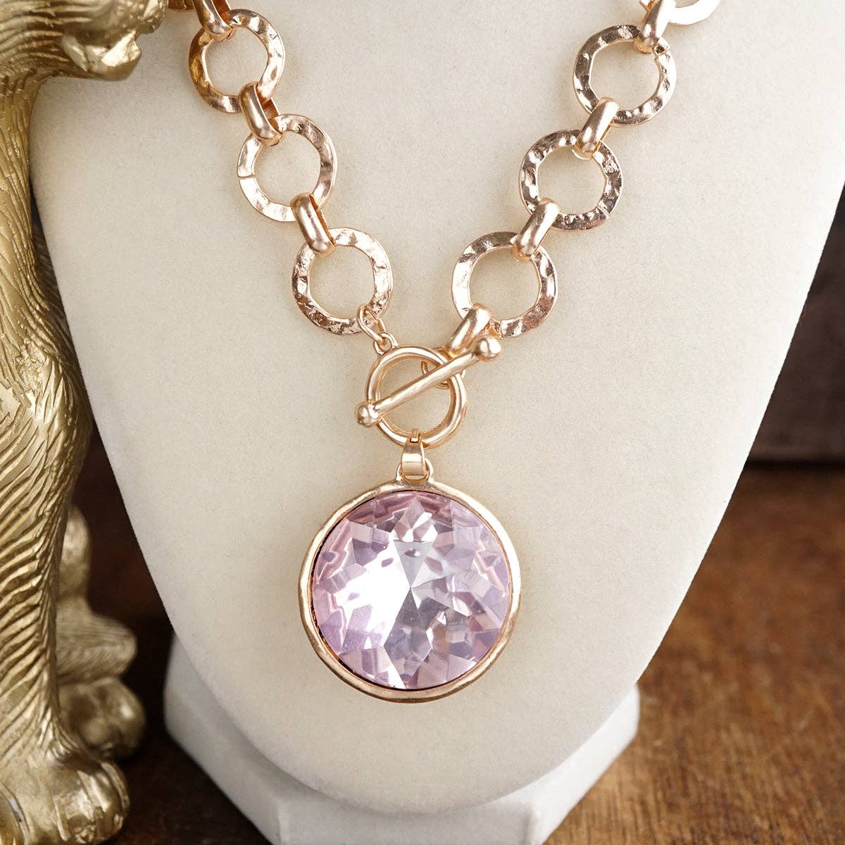 Gilded Radiance Chunky Ring Chain Statement Necklace