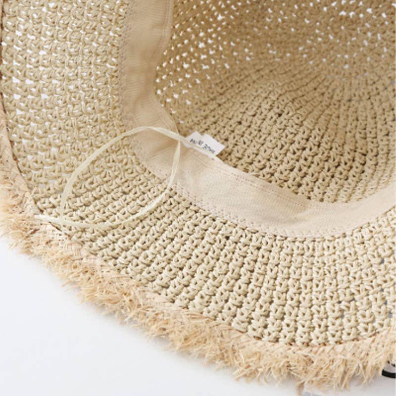 Fashion Wide Brimmed Woven Straw Bucket Hat 8BK6HAT05