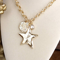 Gold Star Mixed Charm Statement Necklace