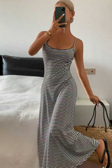 Black & White Striped Maxi Dress