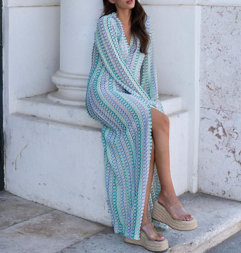 Coastal Chic Maxi Cover-Up - Purple/Green