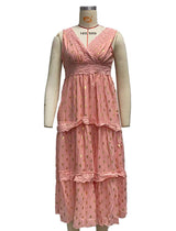 Lace Tiered V-Neck Maxi Dress
