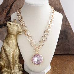 Gilded Radiance Chunky Ring Chain Statement Necklace